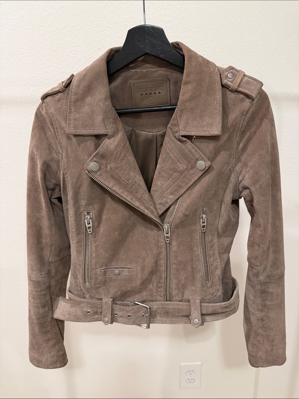 Blank NYC Taupe Suede Moto Jacket